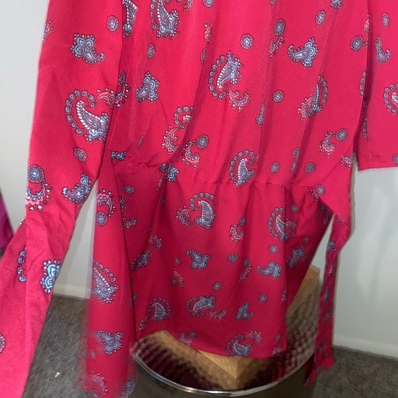 Lane Bryant Hot Pink Paisley Tunic with Tie Detail - Picture 4 of 10